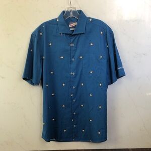 johnnie-O Teal Short Sleeve Shirt with Pattern